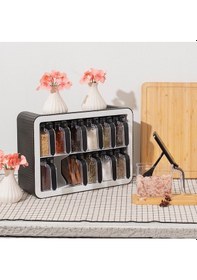 Resim Standlı Baharatlık Takımı Kaşıklı Ve Kapaklı 12'li Baharatlık Set 