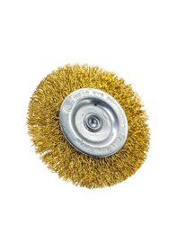 Resim 6242 Pimli Saçaklı Dairesel Tel Fırça Sarı Telli 75 Mm 