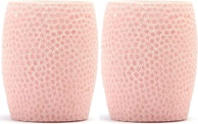 Resim 2 Adet Diş Fırçalık,macunluk Pembe Petek Desenli Poliresin 8x8x10cm 400ml Banyo Seti Çok Renkli 