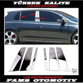 Resim Vw Golf 6 Krom Kapı Direk Seti 6 Parça 2009-2013 Paslanmaz Çelik 