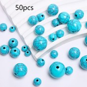 Resim 50/100 / 200/ 500 adet doğal turkuaz boncuk, yaratıcı DIY takılar için uygun ve ideal hediye 