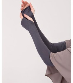 Resim Parmak Geçmeli 45cm Likralı Penye Kolluk 1 Çift Füme 