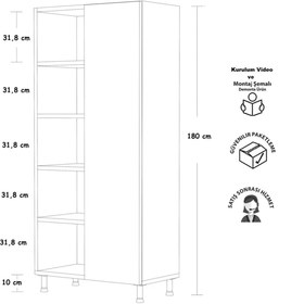 Resim 2 Kapaklı 5 Raflı Banyo Dolabı 