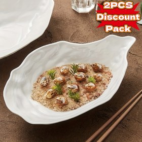 Resim 2 Adet Kabuk Şeklinde Seramik Tabaklar - Yemek İçin Zarif Beyaz Istakoz Tabakları, Benzersiz Düzensiz Kenar Tasarımıyla Deniz Ürünleri, Atıştırmalıklar ve Sunum için Mükemmel - Tatiller ve Özel Günler İçin İdeal Hediye, En İyi Noel İçin, Şükran Günü İçin Mükemmel 