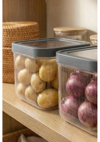 Resim 2'li 12 Lt Multibox Füme Kayar Kapaklı Saklama Kabı &amp Erzak Kabı &amp Patates Soğan Kovası 