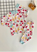 Resim DERİNBEBE Neşeli Bebekler Dondurma Desen Önden Çıtçıtlı Penye Pijama Takımı 