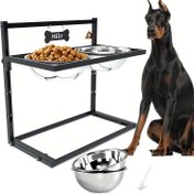 Resim SHAINFUN Ağır Hizmet Tipi Yükseltilmiş Köpek Mama Kabı Standı ve 2 Mama Kabı - Ayarlanabilir Yükseklik, Sağlam Metal Yapı, Dökülme Önleyici Tasarım, Büyük Köpekler İçin - Eklem Sağlığı ve Kolay Temizlik İçin İdeal - Sert Zeminler ve Halılar İçin Mükemmel, Köpek Besleme İstasyonu 
