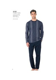 Resim Pierre Cardin Erkek Uzun Kollu Bisiklet Yaka Boydan Çizgili Pijama Takımı Lacivert 