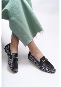 Resim Kindep Pine Cone Altın Toka Detaylı Günlük Kadın Babet Siyah Siyah 