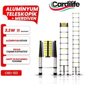 Resim Teleskopik Alüminyum Merdiven 3.2 Mt 11 Basamaklı 1 Adet 
