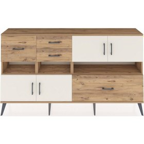 Resim Arges Konsol 5 Raflı 4 Çekmeceli 4 Kapaklı 176x30x99 Çam-aytaşı/çam Aytası/atlas Çam - Atlas Çam 