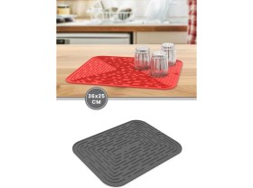 Resim Silicolife Bulaşık Kurutma Matı, Bulaşıklık - Su Toplamaz Silikon Bulaşık Altlığı Orta Boy 36X25 cm Antrasit 