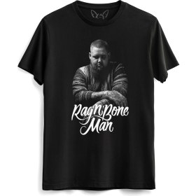 Resim Alfa Tshirt Rag'n'bone Man Resimli Baskılı Çocuk Siyah Tshirt 
