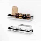 Resim Tuna Metal Raf Metal Çerçeveli Baharatlık Çok Amaçlı Banyo Ve Mutfak Duvar Rafı 