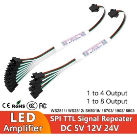Resim Hazar LED 4'lü Pixel Çoklayıcı Amplifier WS2811-WS2812B Piksel Şerit Bağlantı Adaptör Çoğaltıcı Dağıtıcı Birleştirici Kablo 5-24V 