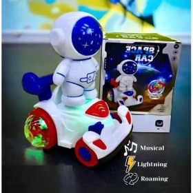 Resim Astronot Figürlü Uzay Aracı | LED Işıklı, Müzikli, 360° Dönen, Engel Algılayan Oyuncak Araba 