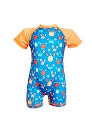 Resim İYİBU Bebek Yüzücü Tulum Mayo Kısa Kollu Su Itici Esnek Yengeç Desenli Dar Kalıp Plaj Ve Havuz Bebek Mayo 