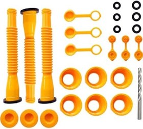 Resim Shkalacar Benzin bidonu boşaltıcı, sızdırmaz yedek set, benzin bidonu için matkaplı, tank manşonları, 1/2/5/10 galonluk çoğu benzin bidonu için uygundur (2 set, sarı) 