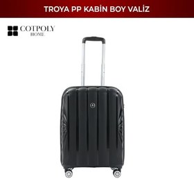 Resim Troya Kabin Boy Valiz, Polipropilen Valiz, Troya Darbeye Dayanıklı Bavul (Siyah Kabin) 