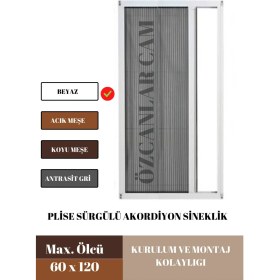 Resim Mediterian 60 x 120 Plise Pileli Sürgülü Sineklik 0-60 x 0-120 Cm(Pencere) Pilise Sineklik Akordiyon 