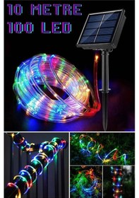 Resim Sudan Etkilenmez 10 Metre 100 Ledli Solar Güneş Enerjili Esnek Borulu Solar Bahçe Aydınlatması Rg 