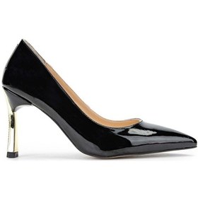 Resim Tamer Tanca Kadın Vegan Siyah Rugan/gold Stiletto Ayakkabı 886 1988 Bn Ayk Sk23/24 Syh Rgn/gold Siyah 