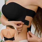 Resim Kablosuz Bandeau Bralet, Yan Kapatmalı, Seksi Askısız Naylon Örgü Kumaş - Çıkarılabilir Dolgu, Çapraz Askı Detayı, Yetişkinler İçin Düz Renkli Streç Bandeau - Naylon %75, Elastan %25 
