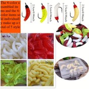 Resim Ekmek Böceği Yem Balıkçılık Yem Yapay Yem Plastik Yumuşak Solucan Taklit Yem Seti - Bej, Kırmızı, Floresan Sarı, Beyaz ve Karışık Renkler | Bass, Pike, Trout vb. için İdeal | Balık saç tokası ve Balık Yok saç tokası Dahil 