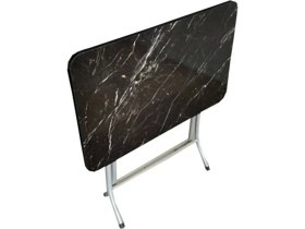 Resim Tubix Siyah Mermer Desenli Katlanır Balkon Masası - 70X109 cm 