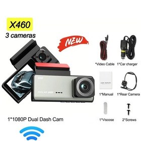 Resim Yenı 3 K Araba Dvr'ı Wıfı App Konolü 1080 P Araç Kamerası Arabalar İçin Ön Ve D 32g X460-wıfı-3cam 