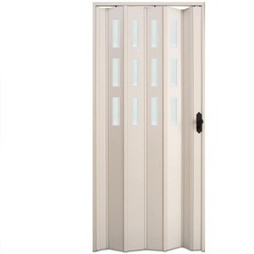 Resim Faran Dekorasyon 115 x 230 Beyaz Renk Camlı Pvc Akordiyon Katlanır Kapı - FRNAKMODEL-143 