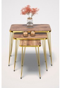 Resim Zigon Sehpa Kr Gold Ceviz Tel 