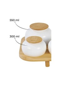 Resim 7 Li Bambu Standlı Porselen Baharat Seti, Baharatlık Sarı 