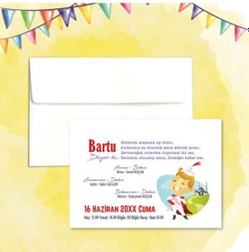 Resim Yarendavetiyeotuz9 Yaren Davetiye Sünnet Davetiyesi Beyaz Zarflı 100 Adet (526671505)-Değer 1-Değer 2 