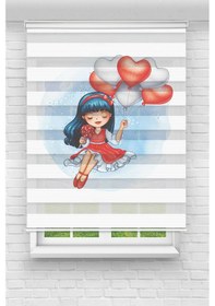 Resim Perdecizade Enxboy Balonlu Kız Dijital Baskılı Zebra Perde-cocuk Odası-stor Perde Renkli 