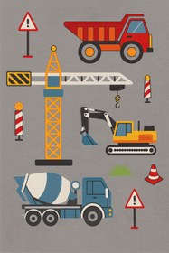 Resim dekorasyonnoktam İnşaat Araçlı Çocuk Oyun Halısı – Kaymaz Taban, Yıkanabilir, Eğitici Çocuk Odası Halısı 