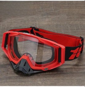 Resim Mufunye Moto Gözlükleri Offroad - Abs Çerçeve, Pc Lens, Uv & Toz Koruması, Regüle Edilebilir Kaymazlı Band Kırmızı- Siyah 