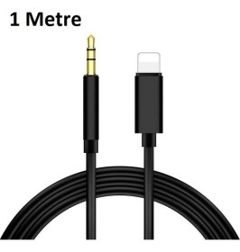 Resim Ki̇ngdata iPhone Uyumlu Lightning 3.5 mm Aux Çevirici Kablo Siyah 1 mt 