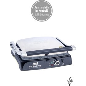 Resim Fms Granit Kollu Tost Makinesi Inoks | 2000W | Ayarlı Termostat | Izgara & Tost 