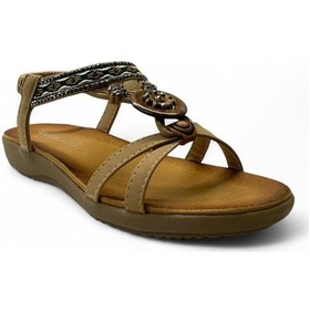 Resim 7058 Kadın Anatomik Taşlı Sandalet Camel 