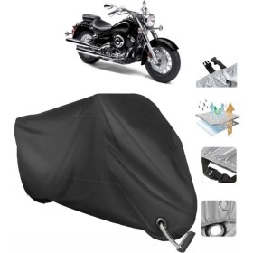 Resim Autolion Yamaha Xvs 650 A Motosiklet Branda (Bağlantı, Kilit Uyumlu)-Siyah 