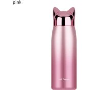 Resim Maite Termos Paslanmaz Çelik Sevimli Kedi Kulakları Taşınabilir Seyahat Açık Kupa Kahve Çay Süt (Yurt Dışından) 