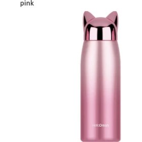 Resim Maite Termos Paslanmaz Çelik Sevimli Kedi Kulakları Taşınabilir Seyahat Açık Kupa Kahve Çay Süt (Yurt Dışından) 