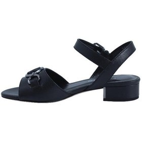 Resim Poletto Hakiki Deri Sıyah Sandalet Topuklu 4652 156-2250 Siyah 