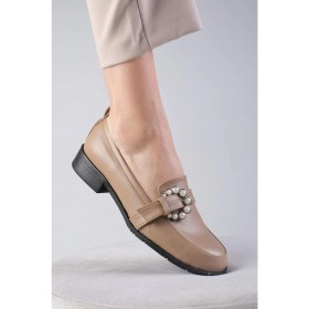 Resim Mio Gusto Vizon Renk İnci Tokalı Kadın Günlük Düz Oxford Ayakkabı 