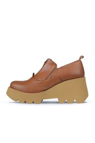 Resim Bueno Shoes Kahverengi Deri Kadın Dolgu Topuklu Ayakkabı 01wz8401 