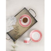 Resim Porser Alya Kırmızı Kahve Fincan Takımı 80 CC 2 Kişilik 4 Parça Karışık Desenli 