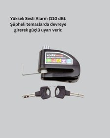 Resim Çelik Gövdeli Alarm Disk Kilidi Motosiklet Ve Bisiklet İçin Güvenlik 
