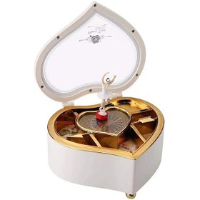 Resim Mobgift Kalp Kurmalı Müzik Kutusu Beyaz 