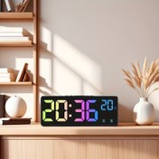 Resim 1 adet Renkli Dijital Alarm Saati Ses Kontrolü Sıcaklık Tarih 2 Alarm Gece Modu 5 Seviye Parlaklık Snooze Masa Saati 12/24H Anti-istirahat Fonksiyonu Elektronik LED Saat - Pil Olmadan 